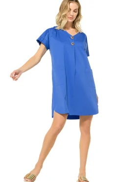 Caroline Biss Jurken*3173-26 / Comfortabele Rechtvallende Jurk