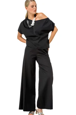 Caroline Biss Broeken*1569-10 / Comfortabele Wijde Broek In Katoen, Normal Waist
