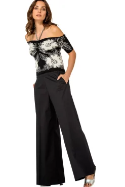 Caroline Biss Broeken*1569-10 / Comfortabele Wijde Broek In Katoen, Normal Waist