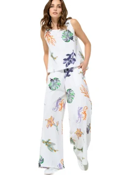Caroline Biss Broeken*3581-69 / Comfortabele Wijde Katoenen Broek, Normal Waist