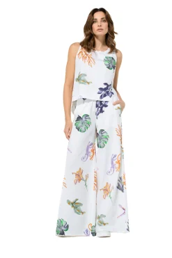Caroline Biss Broeken*3581-69 / Comfortabele Wijde Katoenen Broek, Normal Waist
