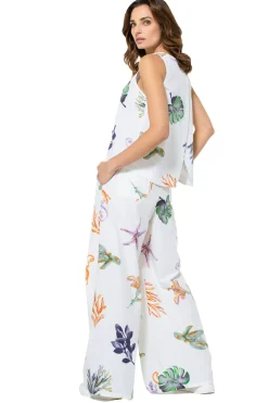 Caroline Biss Broeken*3581-69 / Comfortabele Wijde Katoenen Broek, Normal Waist