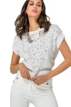 Caroline Biss Pulls*1266-91 / Elegante Half Doorschijnende Top