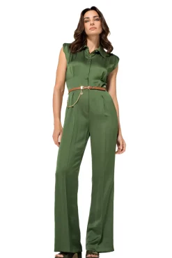 Caroline Biss Broeken*1564-61 / Geklede Shiny Jumpsuit, Recht Been