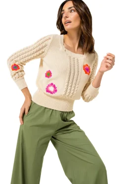Caroline Biss Pulls*1222-34 / Katoenen Pull Met Broderie