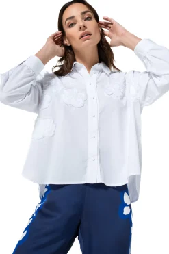 Caroline Biss Tops*1608-90 / Korte Oversized Katoenen Bloes Met Broderie