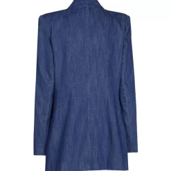 Caroline Biss Vesten*1816-24 / Licht Aansluitende Lange Soepele Jeansblazer