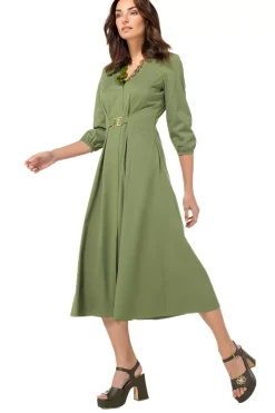 Caroline Biss Jurken*1167-60 / Licht Aansluitende Midi Jurk Met Stretch