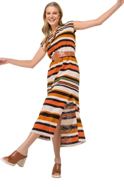 Caroline Biss Jurken*1155-39 / Rechtvallende Comfortabele Midi Jurk