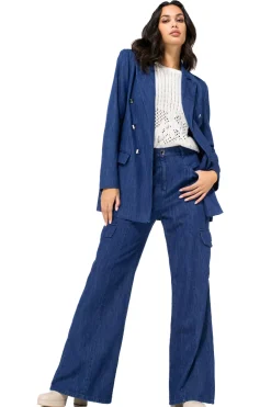 Caroline Biss Broeken*1512-24 / Soepelvallende Cargojeans, Wijd Been, Normal Waist