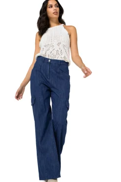 Caroline Biss Broeken*1512-24 / Soepelvallende Cargojeans, Wijd Been, Normal Waist