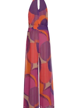 Caroline Biss Broeken*1575-49 / Soepelvallende Geklede Jumpsuit, Wijd Been, Plisse Effect