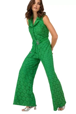 Caroline Biss Broeken*1529-63 / Soepelvallende Jumpsuit In Kant, Wijd Been