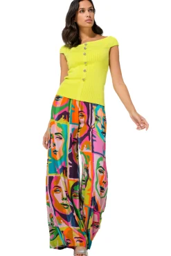 Caroline Biss Broeken*1542-79 / Soepelvallende Palazzobroek, Normal Waist, Pop-Art Print