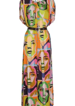Caroline Biss Jurken*1142-79 / Soepelvallende Pop-Art Midi Jurk
