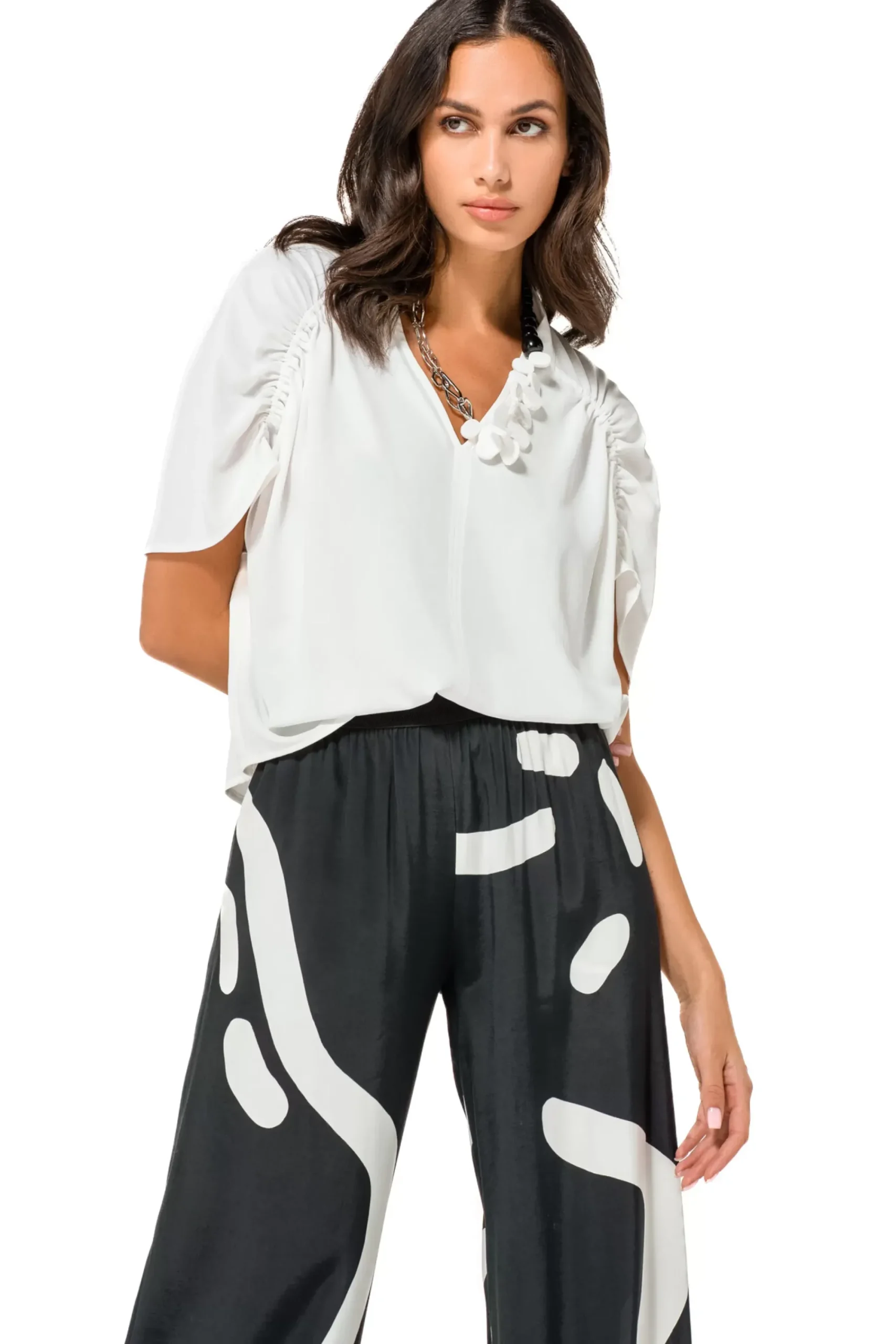 Caroline Biss Tops*1691-91 / Soepelvallende Rechte Bloes Met Mouweffect