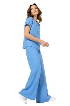 Caroline Biss Broeken*3571-24 / Wijde Broek In Linnen, Normal Waist